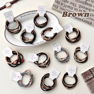 学生奖品5件套奶棕色系发圈兰迪时尚扎头发橡皮筋莫基础简约套装