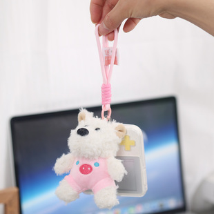 适用于百词斩MAX单词机可爱萌系小狗挂绳链挂件超可爱便携手提粉色小狗挂件挂绳高透水晶壳适用MAX百词斩