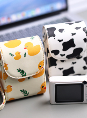 适用于佳能G7X2/G7X3索尼 ZV1 RX100M4/5/6 黑卡M7复古斜跨便携单肩包皮减震抗压防水防震便携CCD卡通收纳包