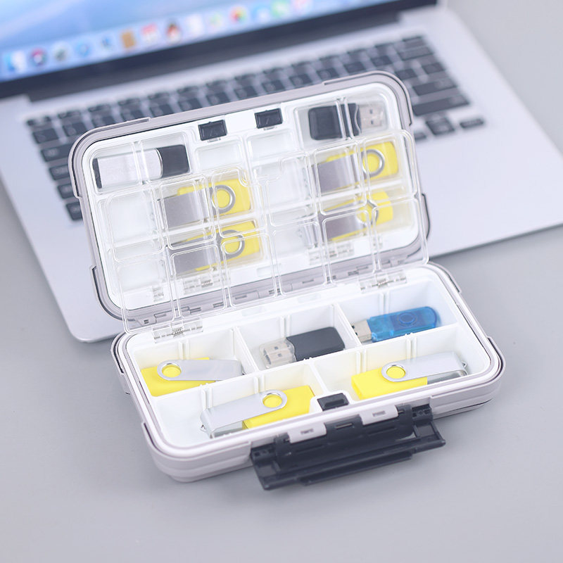 大容量U盘收纳盒 加厚可视双面搭配自粘款腊肠小狗刺绣贴便携多用多功能桌面小物件收纳整理盒子灰绿橙色多选,3C数码配件,数码收纳整理包,淘宝优惠券,粉丝福利购,淘宝优惠卷