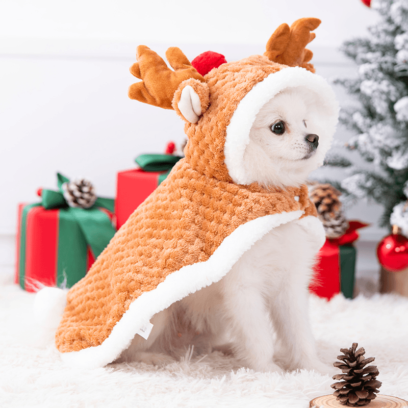 狗狗衣服秋冬保暖圣诞披风睡袍