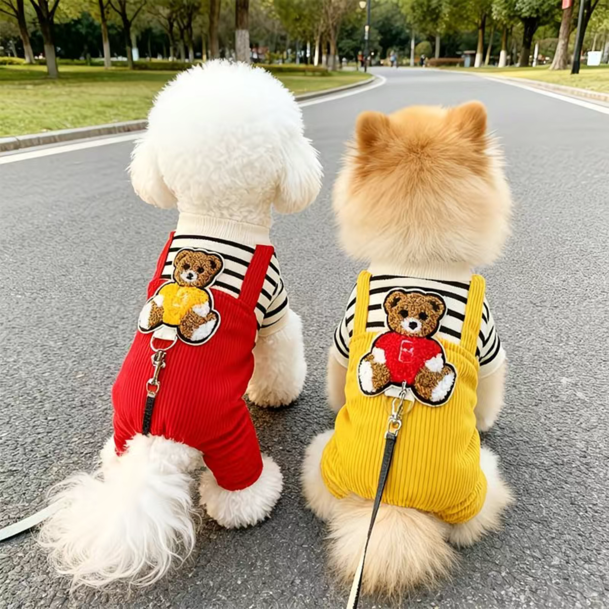 宠物小狗狗衣服可爱秋冬加绒四脚衣加厚保暖雪纳瑞泰迪猫咪背带裤