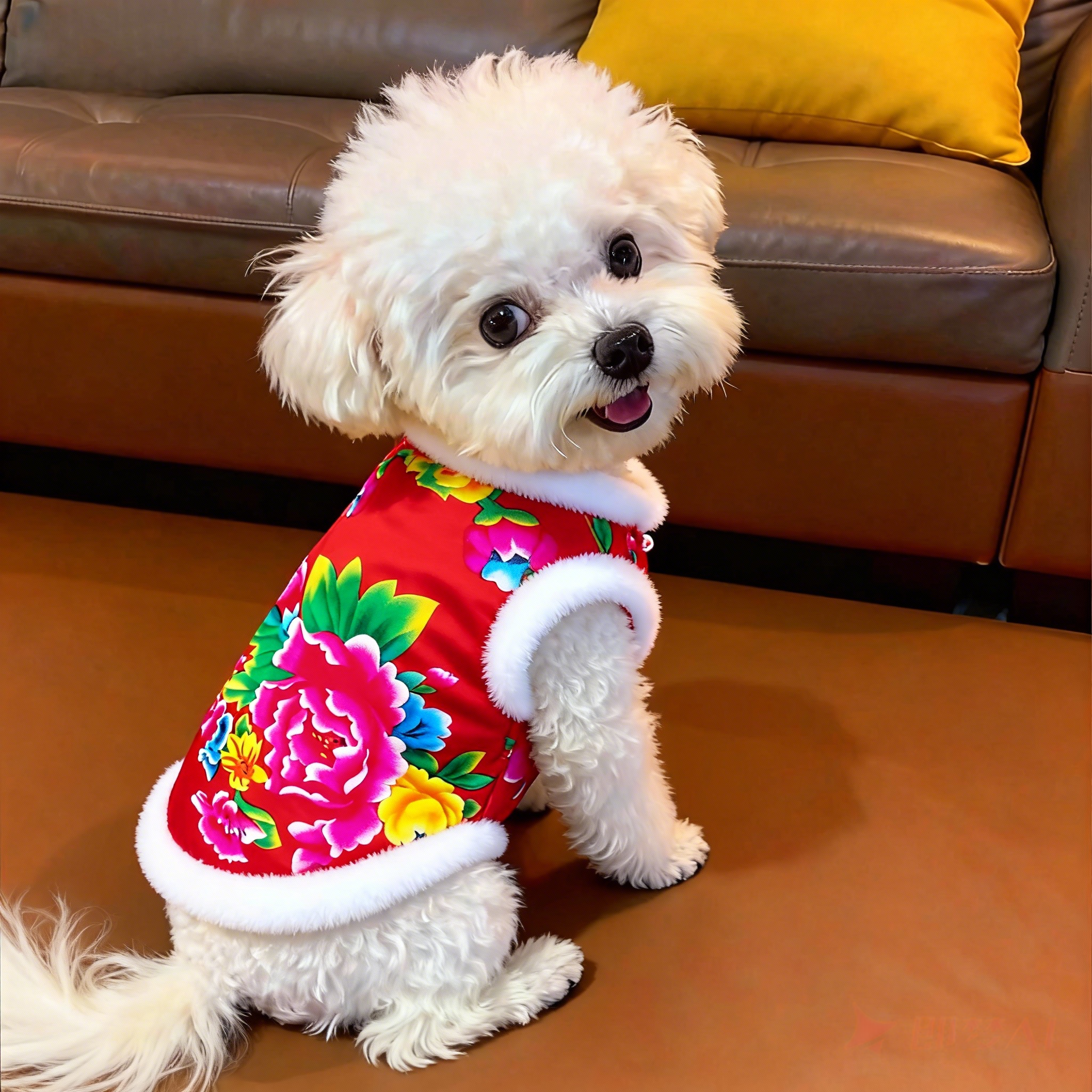 狗狗衣服秋冬保暖东北大花袄泰迪比熊博美柯基小型犬加绒猫咪棉袄