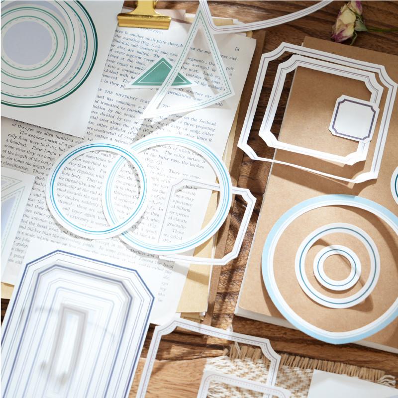 框框世界基础镂空边框模切贴纸本ins仓敷风手账拼贴文艺百搭装饰