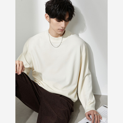 {莱赛尔天丝羊毛}伯爵卓尔奥莱店25初冬圆领针织打底衫男纯色毛衣