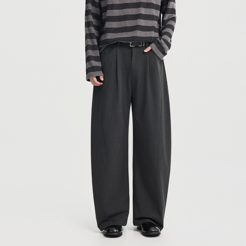 伯爵卓尔26年春季宽松时尚垂坠感弯刀裤男纯色韩版潮流休闲长裤子