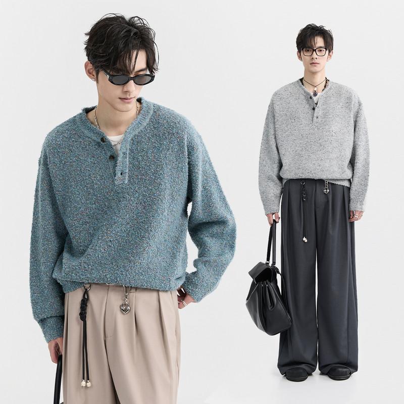 [2025春季新款] 伯爵卓尔奥莱店时尚设计感小V领针织衫毛衣男