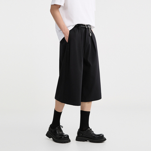 伯爵卓尔奥莱店夏季宽松休闲中裤男士薄款过膝七分裤韩版休闲裤子