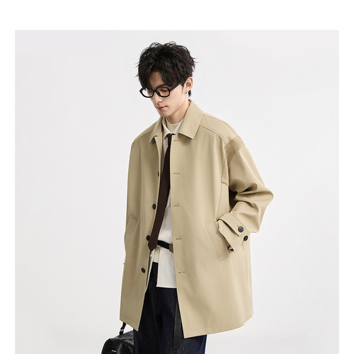 {高级感拼接设计}伯爵卓尔奥莱店25秋季一手长风衣男通勤夹克外套