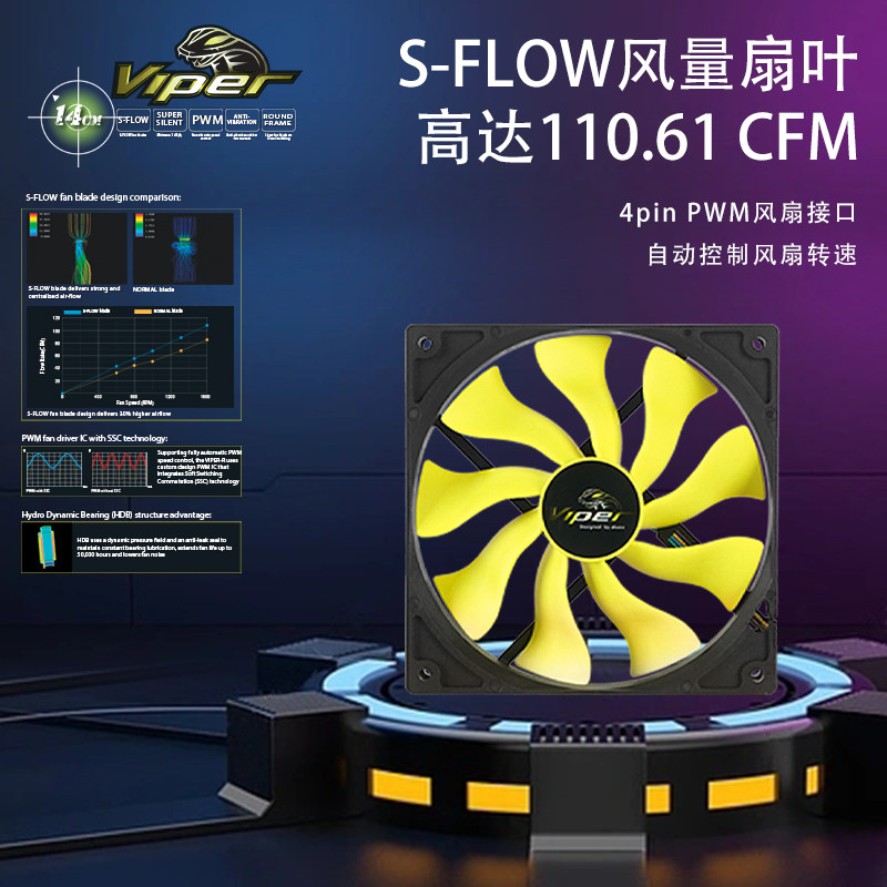 AKASA毒蛇机箱风扇12cm超静音图片