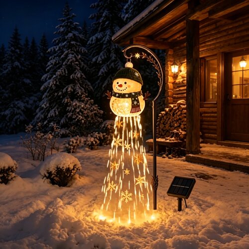 圣诞老人月亮雪人地插灯串