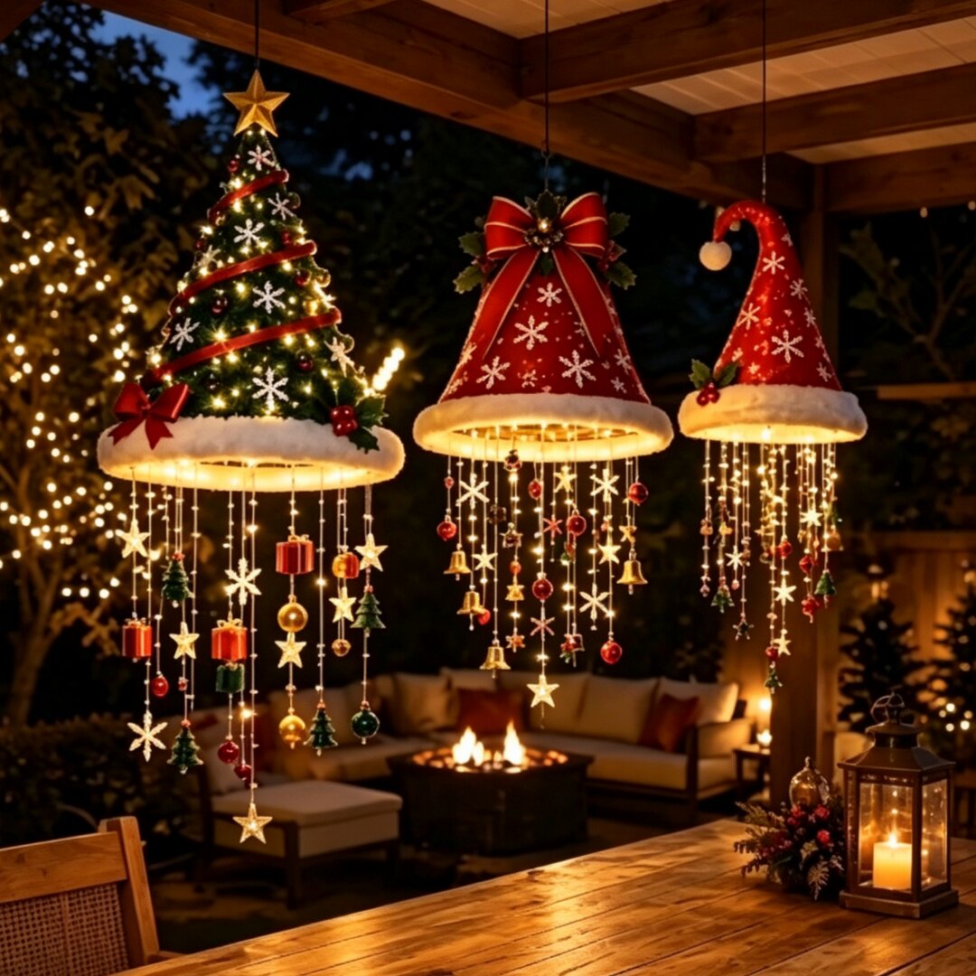 圣诞帽悬挂吊灯圣诞节装饰灯跨境爆款发光夜灯 Santa Hat Hanging