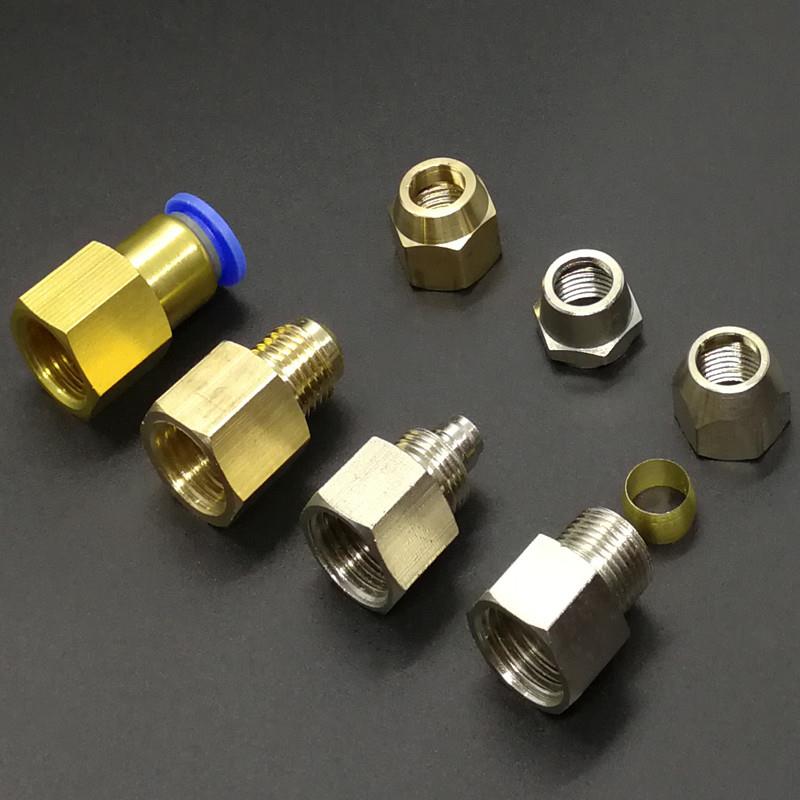 压力表转换接头快插快拧卡套扩口喇叭M14X1.5M20*1.5气动铜管内丝