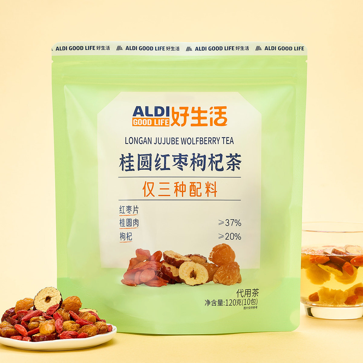 上海奥乐齐 ALDI  桂圆红枣枸杞茶 12gX10包装 代用茶 超市代购