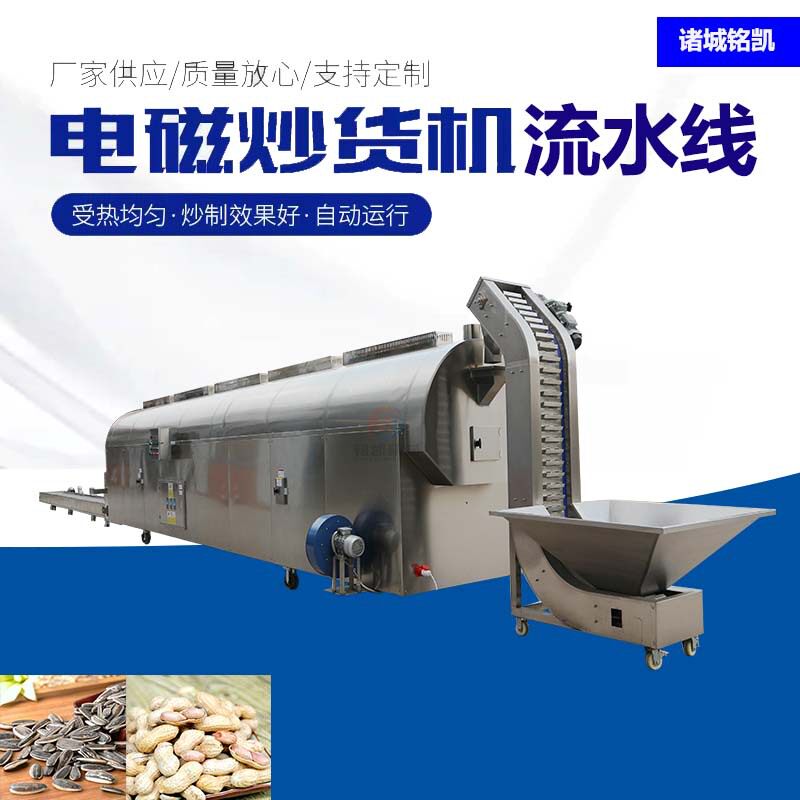 大型连续式电磁炒货机流水线 瓜子烘烤滚筒炒制设备 瓜子炒货机