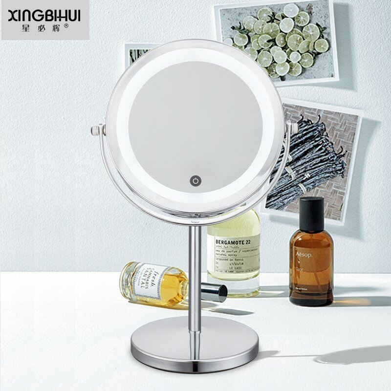 放大镜子化妆镜30倍带灯随身携带的小镜子带灯寝室台式化妆镜高清
