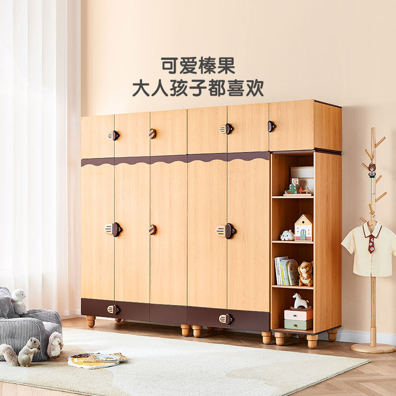 林氏木业双开门衣柜组合简约大衣柜收纳家用卧室整体橱储物柜子