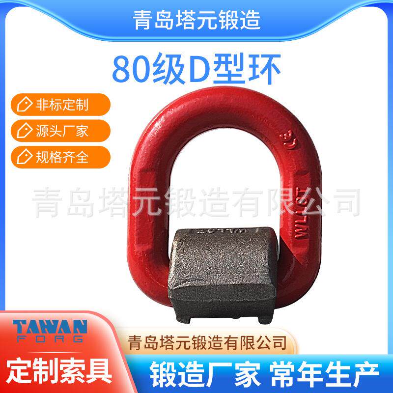 制造T316合金钢原色喷塑热镀锌80级焊接D型环吊点卡簧底座椭圆环