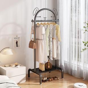 衣架落地卧室挂衣服架子家用收纳置地晾衣架房间奶油风折叠衣媛洛