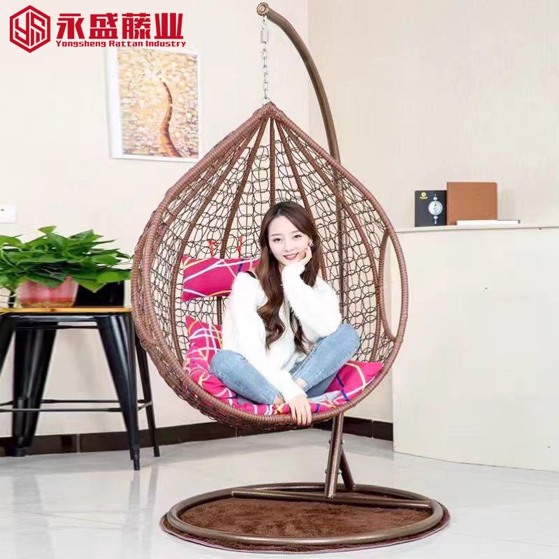 单人细藤扶手顺编吊篮椅鸟巢椅铁艺鸟巢躺椅室内家用秋千家具
