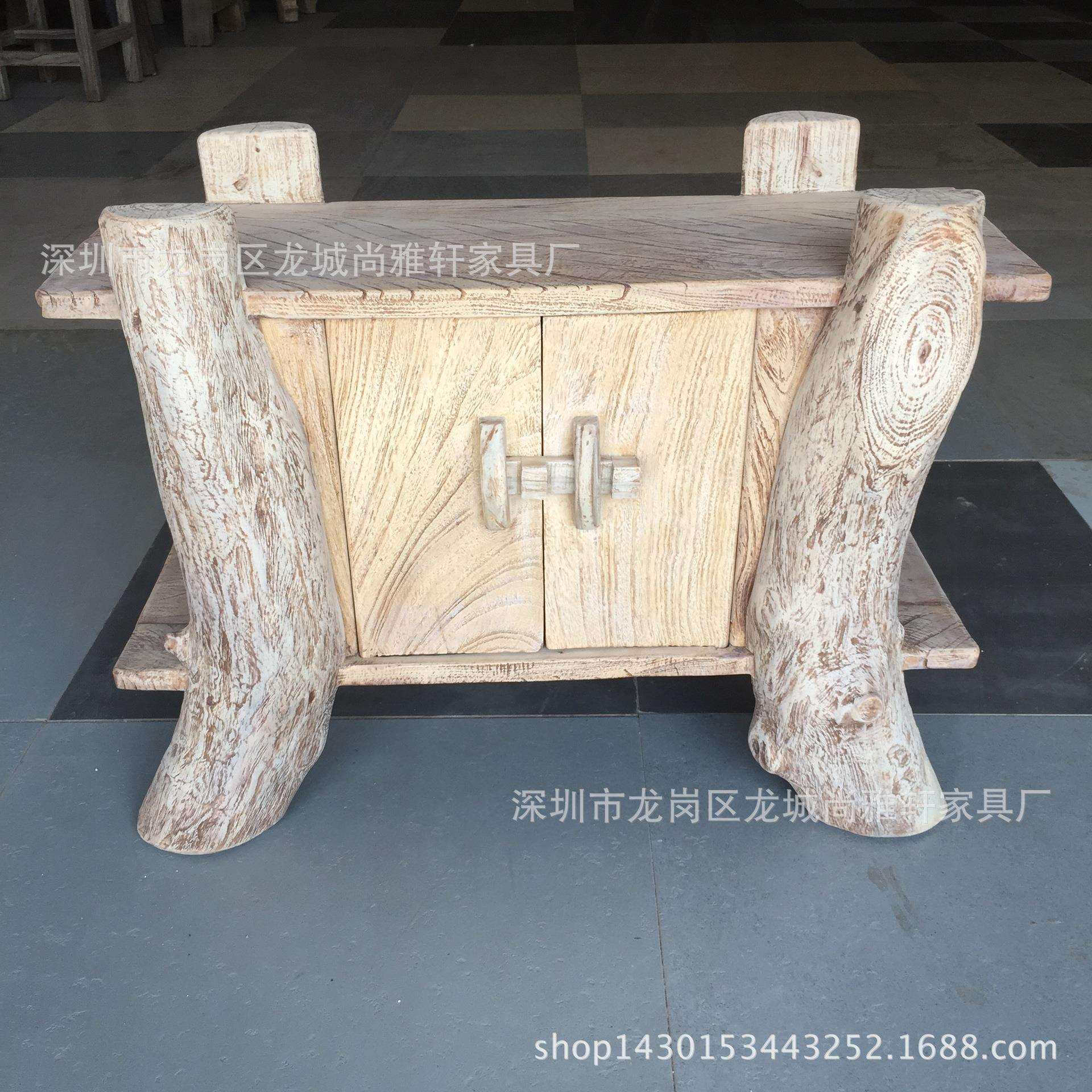原生态家具实木餐边柜免漆做旧双门碗柜角柜原木小储物柜民宿装饰
