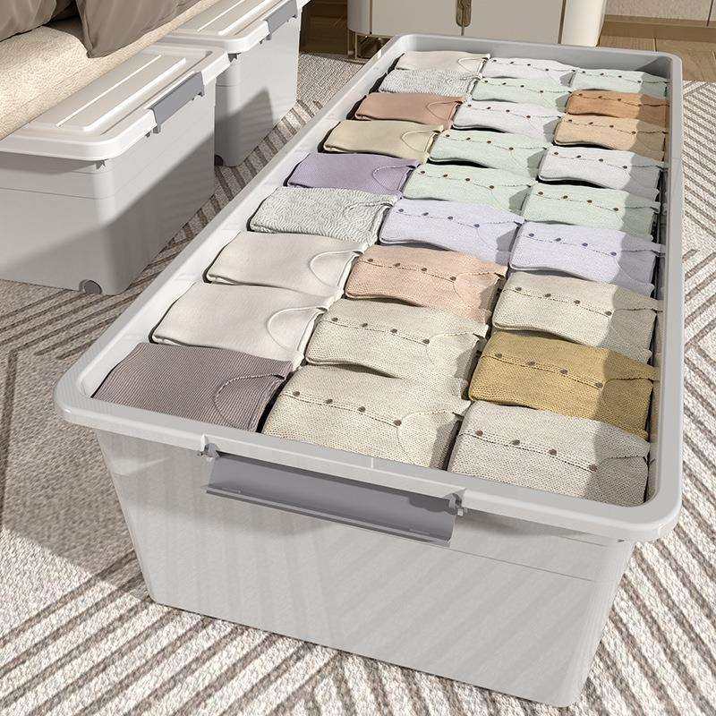 床底收纳箱带轮家用衣服整理箱玩具带盖子储物箱床底下宿舍收纳盒