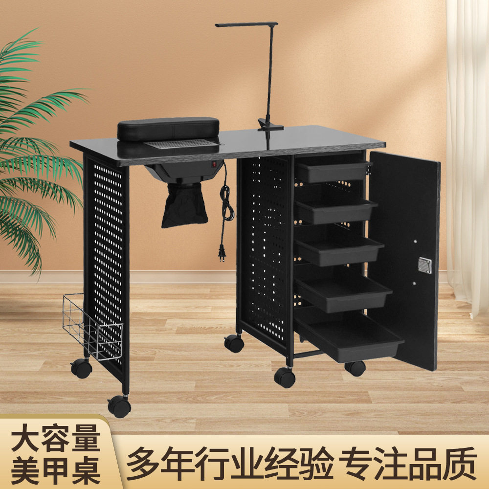 单人新款美甲桌商场美甲店多功能带吸尘器收纳盒美甲桌带灯美甲台