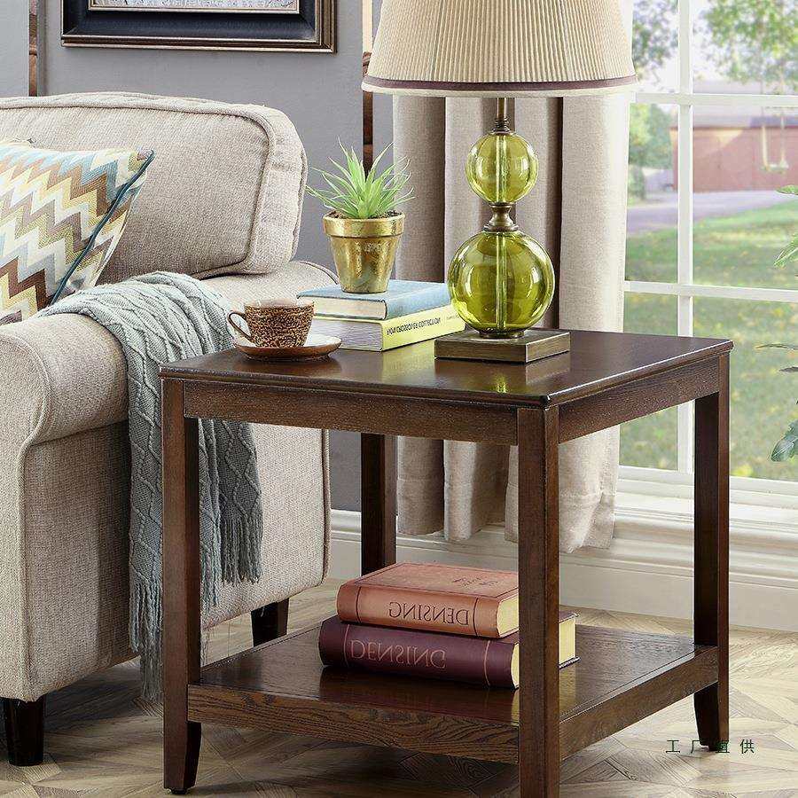 简约沙发边几柜小桌子客厅角几实木小茶几美式家用方几角柜迷你桌
