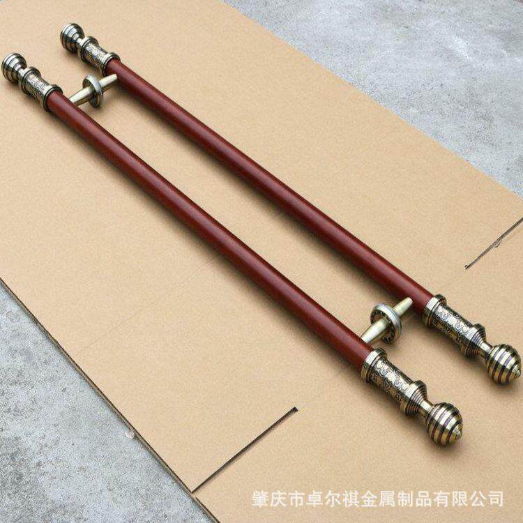 玻璃门拉手实木铝头简约木质中式原木推拉门大门把手方木LOGO