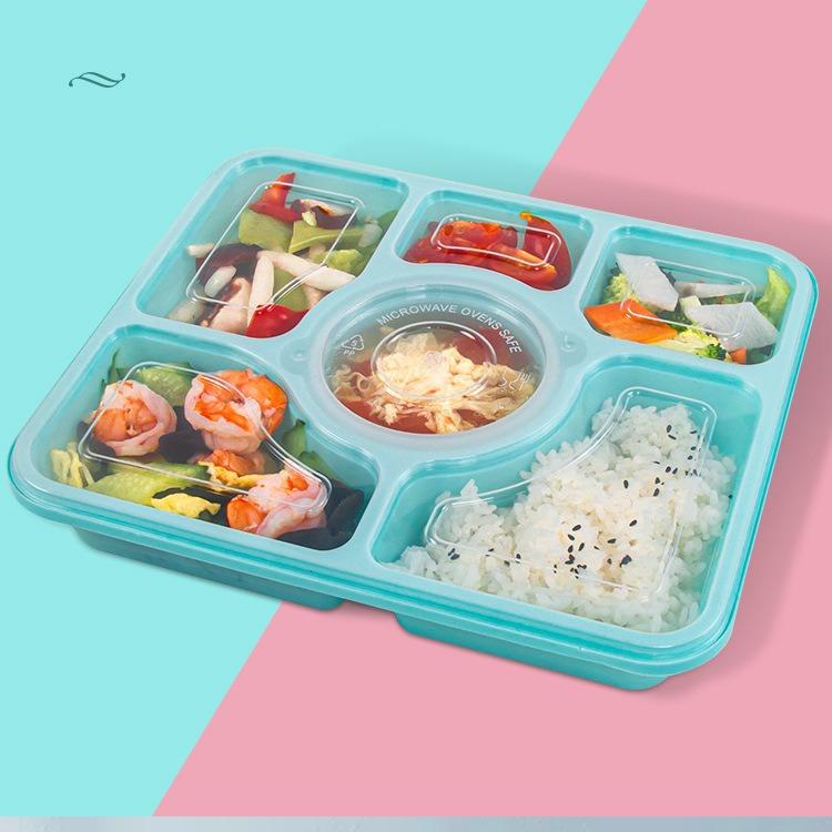 商用四格一次性餐盒饭打包盒两三4五六格简易分格防盗扣快餐图片