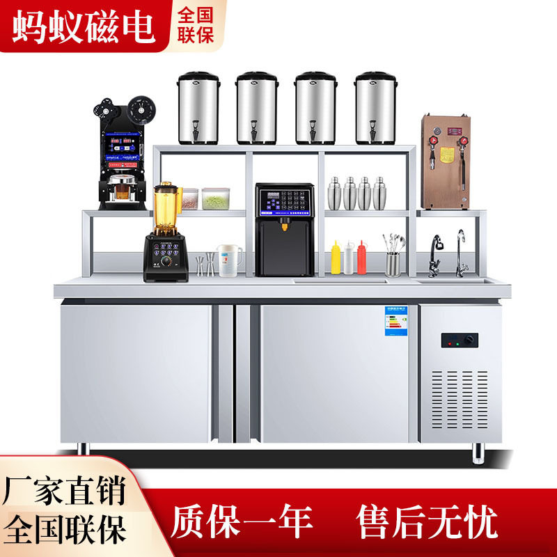 奶茶店水吧台冷藏冷冻冰柜