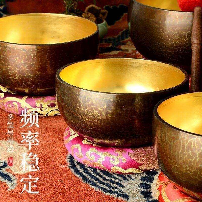 紫金钵音钵手工钵瑜珈冥想音碗铜磬钵盂摆件铜碗静心送礼摆件钵