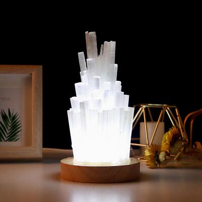 天然水晶石膏石小夜灯摆件外贸热销床头灯护眼弱光卧室灯装饰