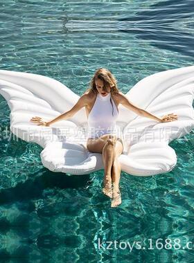 现货加厚PVC250CM水上充气金色蝴蝶浮排白色蝴蝶翅膀浮排