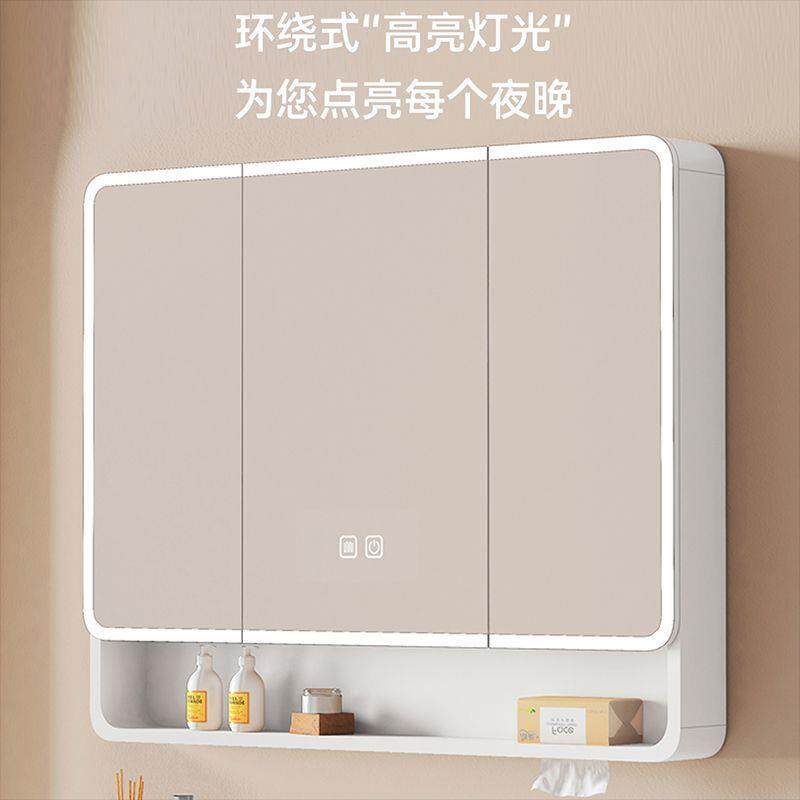 卫生间浴室智能镜柜单独挂墙式美妆收纳储物柜置物架镜子太空铝