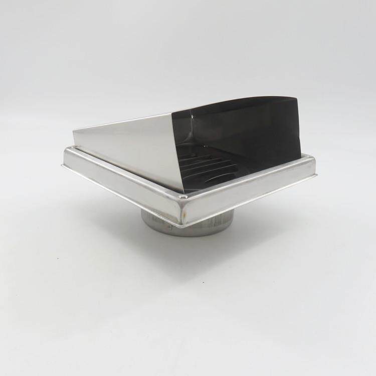 油烟机外墙通风排烟防风304方形不锈钢风帽出风口100mm
