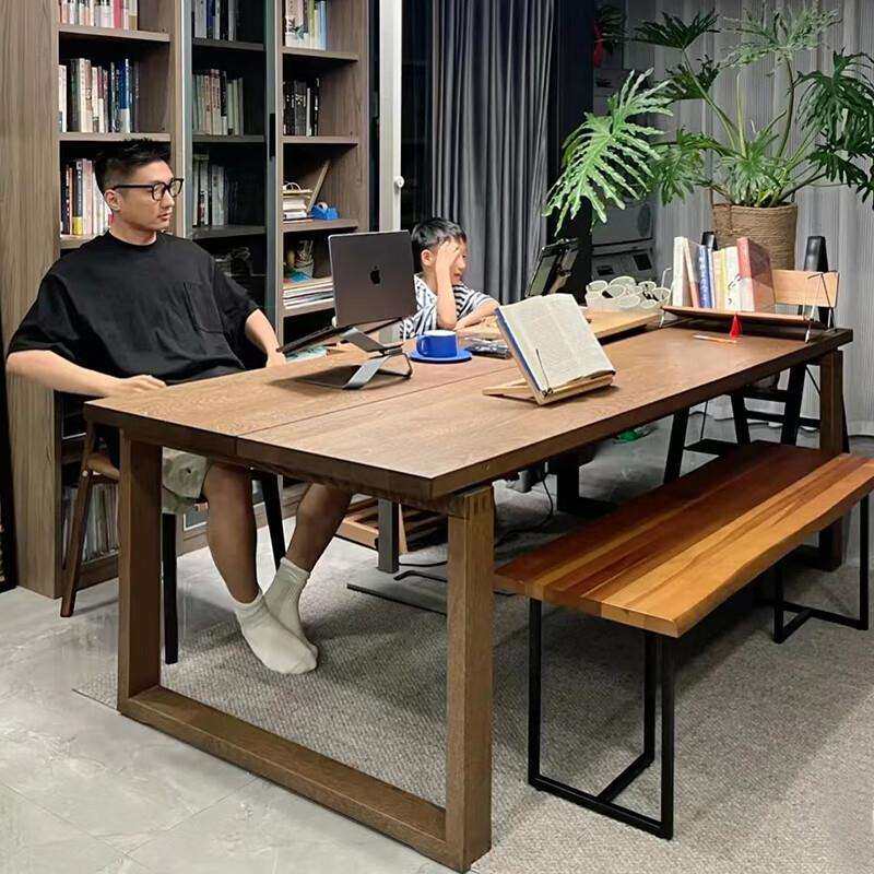 实木餐桌莫比恩家用客厅大书桌原木餐厅长桌子现代简约白蜡木饭桌