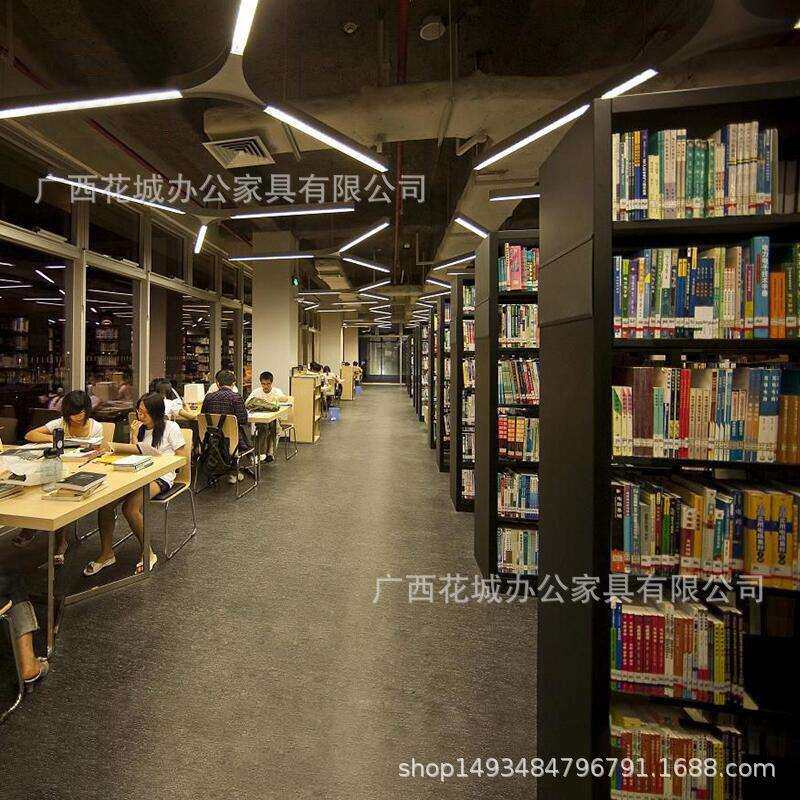 钢制书架学校图书馆阅览室书店书籍室单双面铁书架落地资料档案架