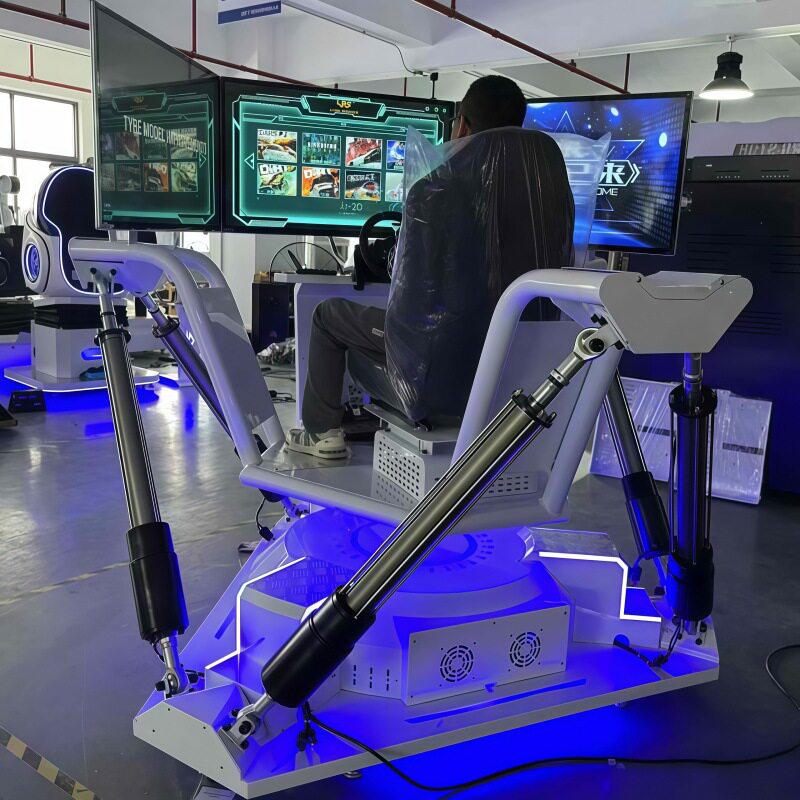 VR三屏三轴赛车游戏机电玩城VR模拟赛车机三屏六轴模拟驾驶开车机
