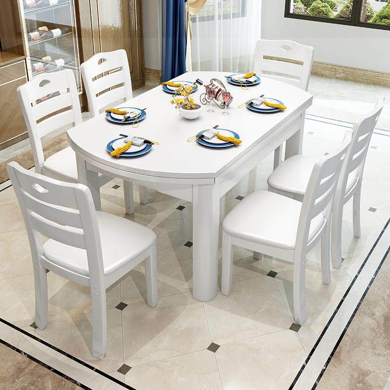 全实木餐桌椅组合伸缩折叠方圆两用客厅家用小户型饭桌可变圆桌子