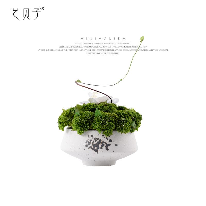 艺贝子新中式仿真绿植盆景样板房飘窗客厅售楼处玄关植物盆栽摆件