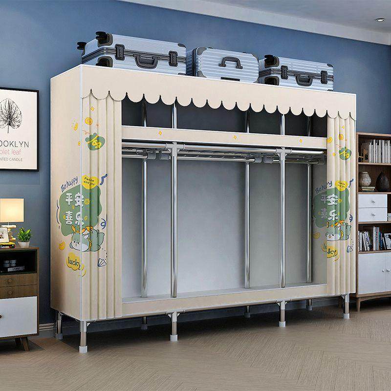 简易衣柜出租房钢架收纳加厚组装家用耐用钢管卧室加粗加固衣橱