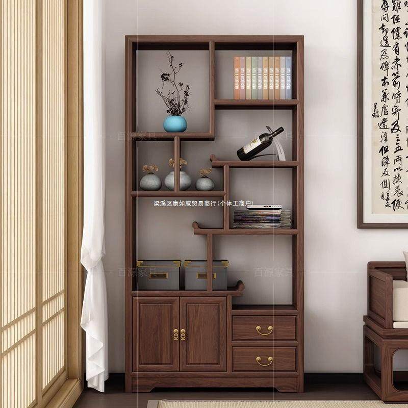 实木博古架新中式仿古置物架办公室博古架简约百搭多宝阁隔断书架