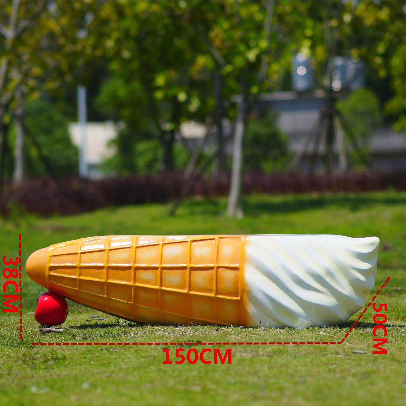 卡通奶牛冰激凌座椅相框雕像玻璃钢雕塑幼儿园公园景区装饰