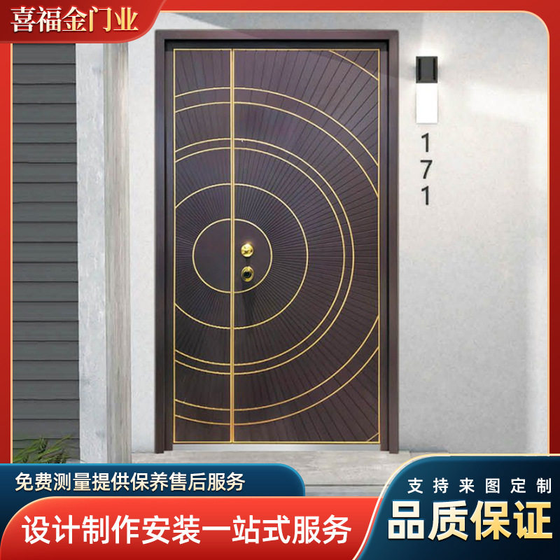 家用入户门别墅防爆防盗门铸铝门精雕拉手不锈钢仿铜门进户门批发