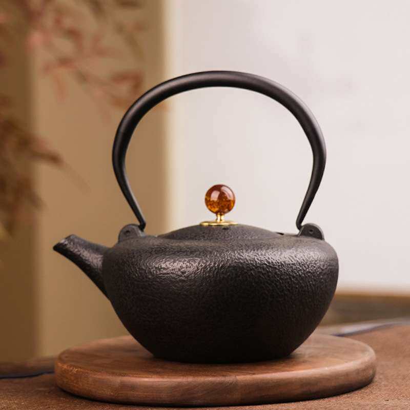典工堂铁壶无涂层南部铸铁壶素月扁腹生铁壶烧水壶家用茶具煮茶壶