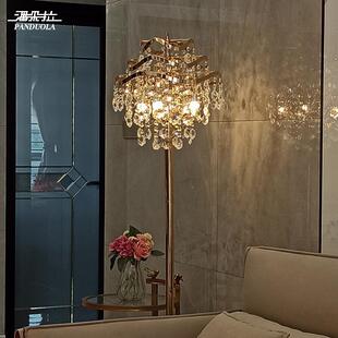 落地灯轻奢客厅卧室床头美式书房复古餐厅创意欧式水晶台灯遥控灯
