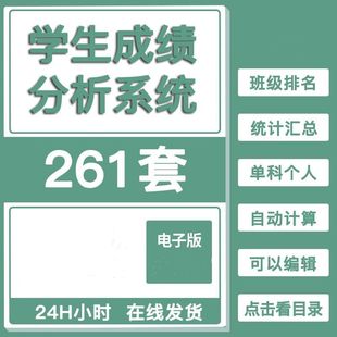 学生成绩分析表Excel模板班级一科多科考试明细汇总排名分析图表