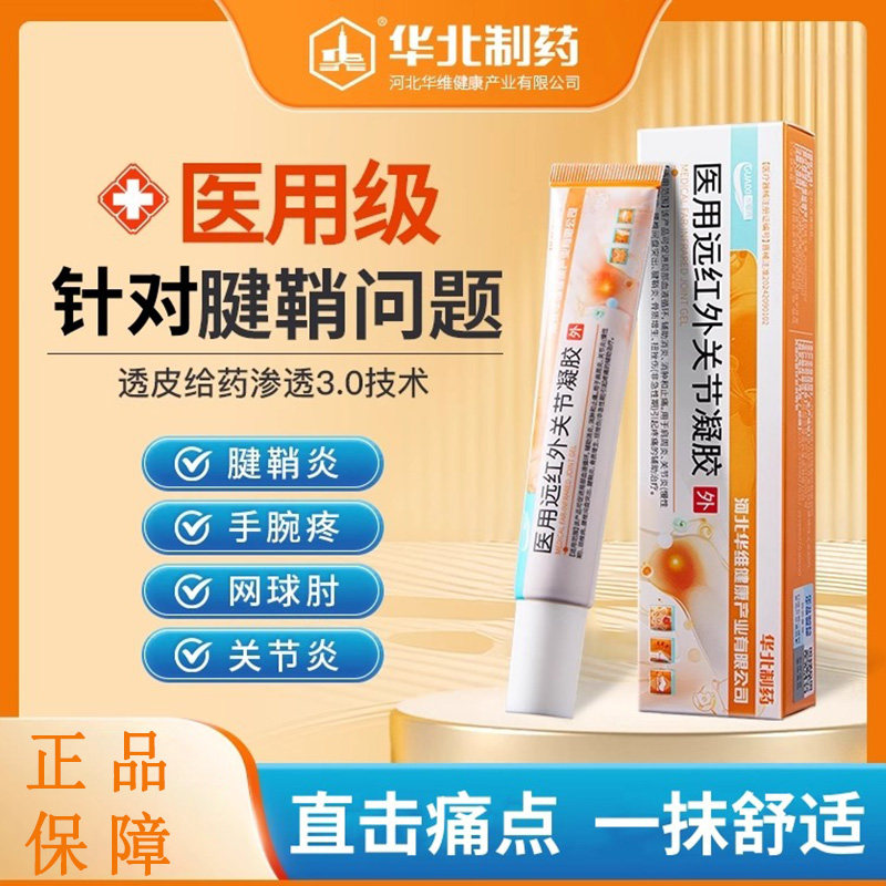 华北制药腱鞘炎远红外凝胶手指关节手腕鼓包酸痛网球肘关节凝胶