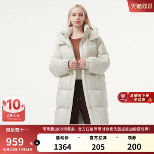 坦博尔奥莱冬正品 羽绒服保暖外套 女高充绒廓形可脱卸帽中长款